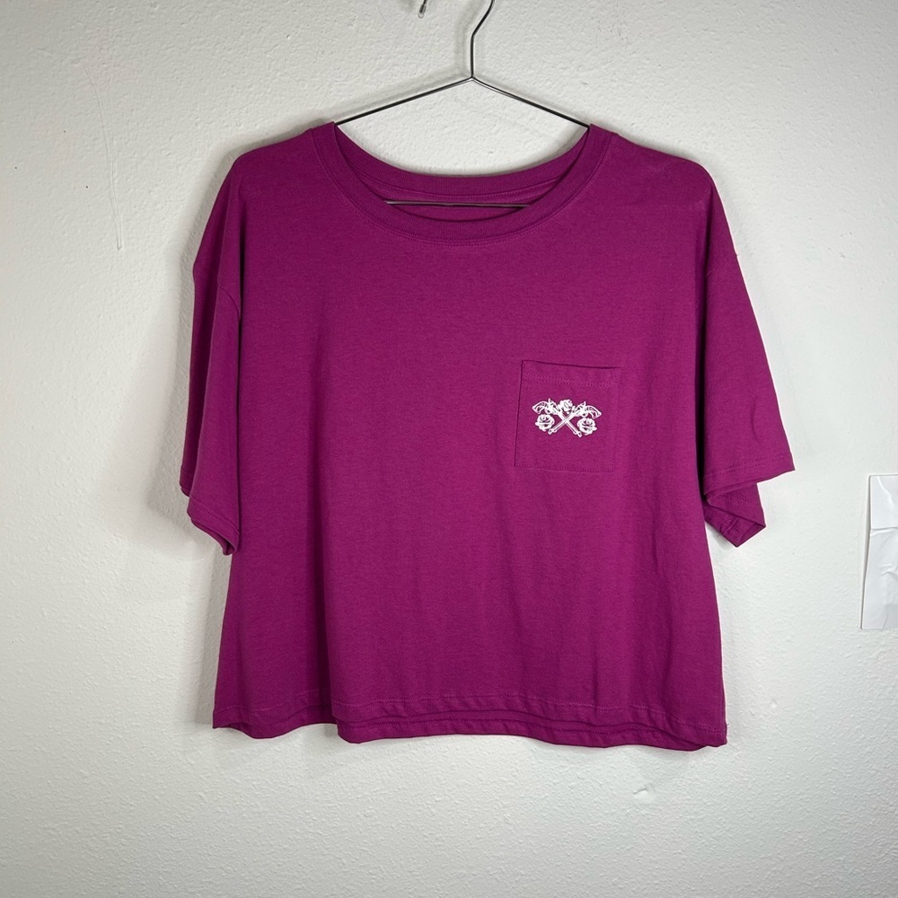 Gold Rush Women’s XL Crop Top Tee Let’s Go Girls Western Graphic, Oversized Fit